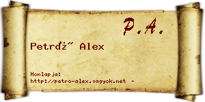 Petró Alex névjegykártya